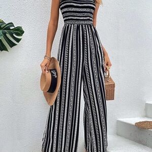 Striped Black and White Jumpsuit